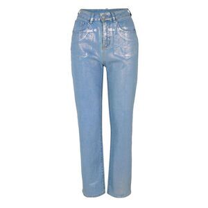 AmyLynn Womens/Ladies Lupe Metallic 5 Pockets Jeans / Silver